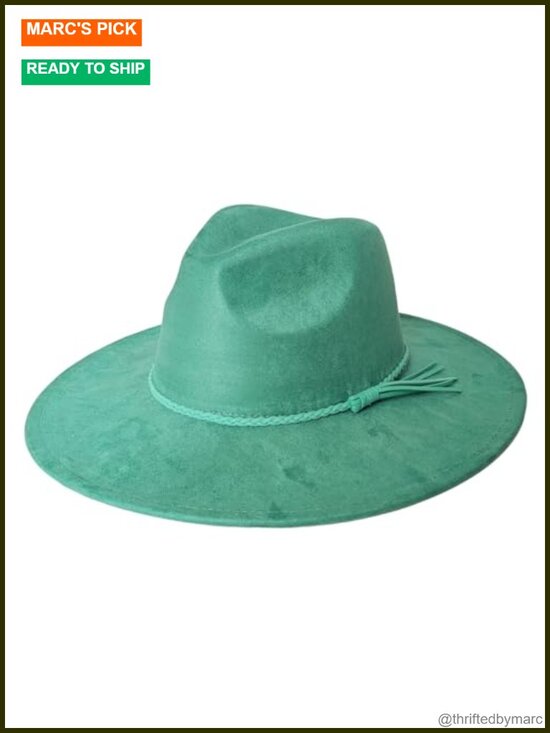 Wide Brim Felt Panama Fedora Hat with Adjustable Strap